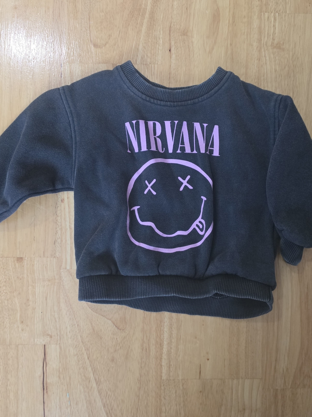 Zara Black Kids' Sweatshirt with Pink Nirvana Graphic
